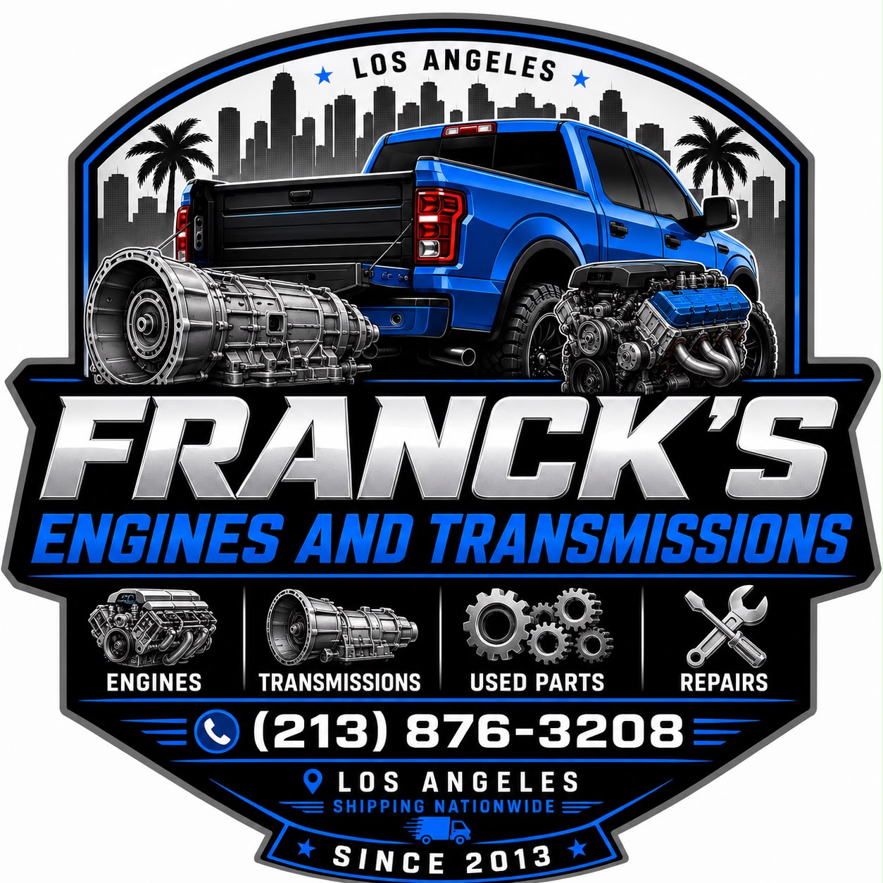 Franck's Engines and Transmissions logo — engines, transmissions, used parts and repairs, Los Angeles
